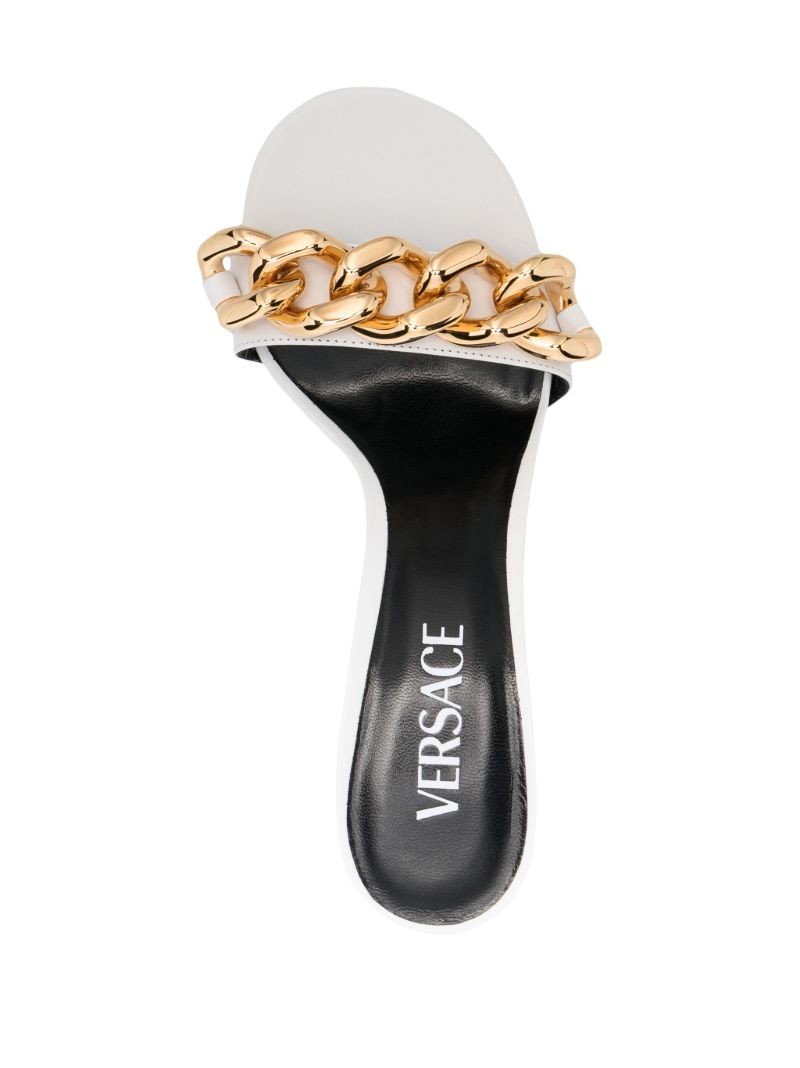 White Medusa Chain Leather Mules