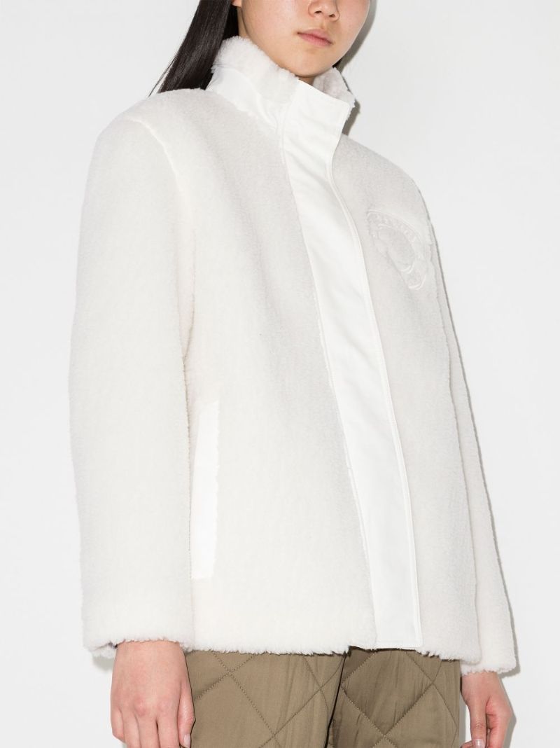 White Embroidered Logo Fleece Jacket