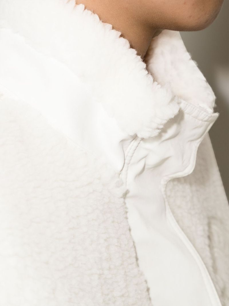 White Embroidered Logo Fleece Jacket