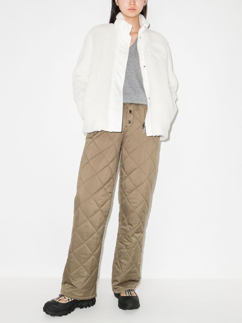 White Embroidered Logo Fleece Jacket