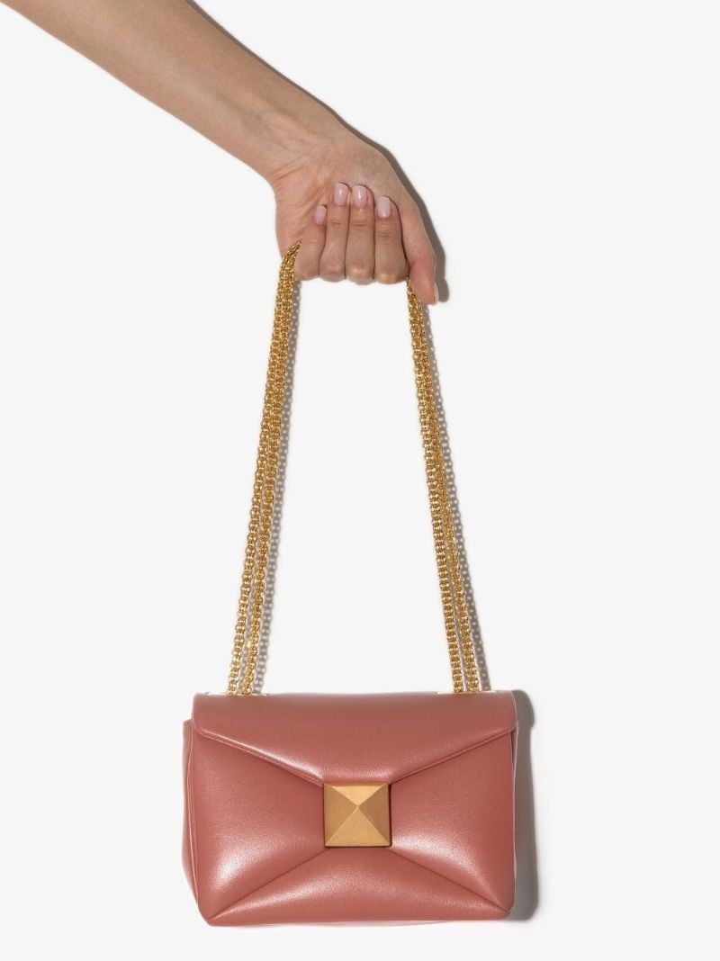 Brown One Stud Leather Shoulder Bag