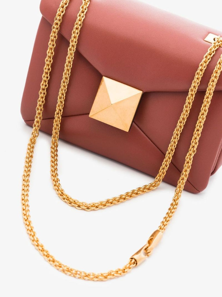 Brown One Stud Leather Shoulder Bag