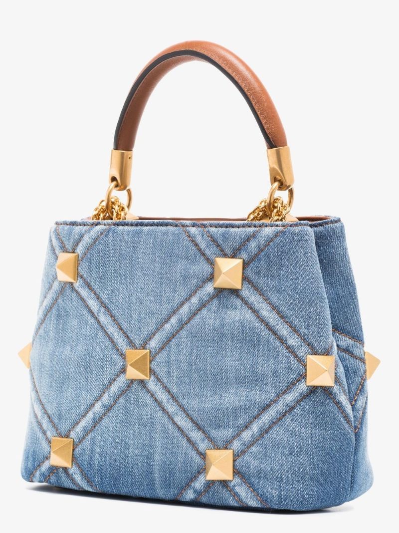 Blue Roman Stud Small Denim Shoulder Bag