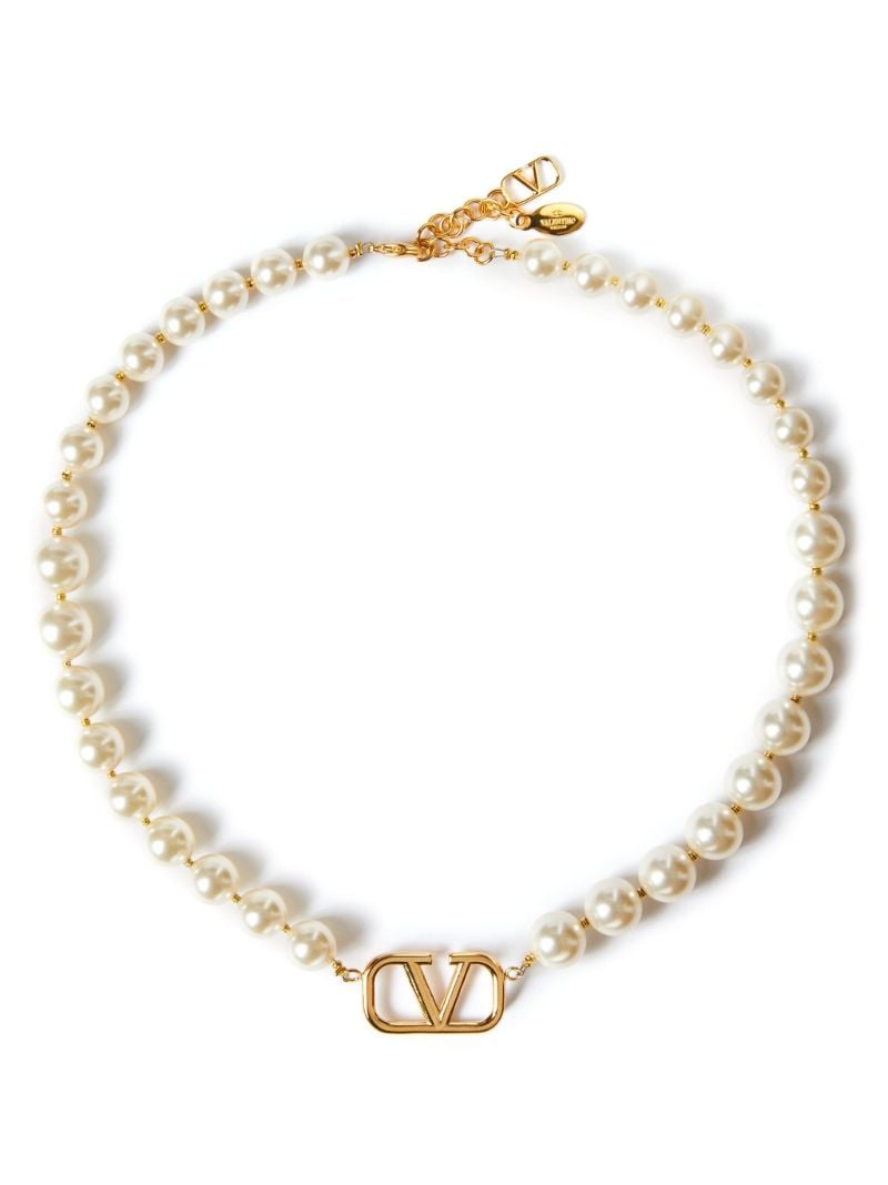 Gold-tone Vlogo Signature Pearl Necklace