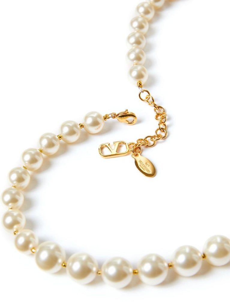 Gold-tone Vlogo Signature Pearl Necklace