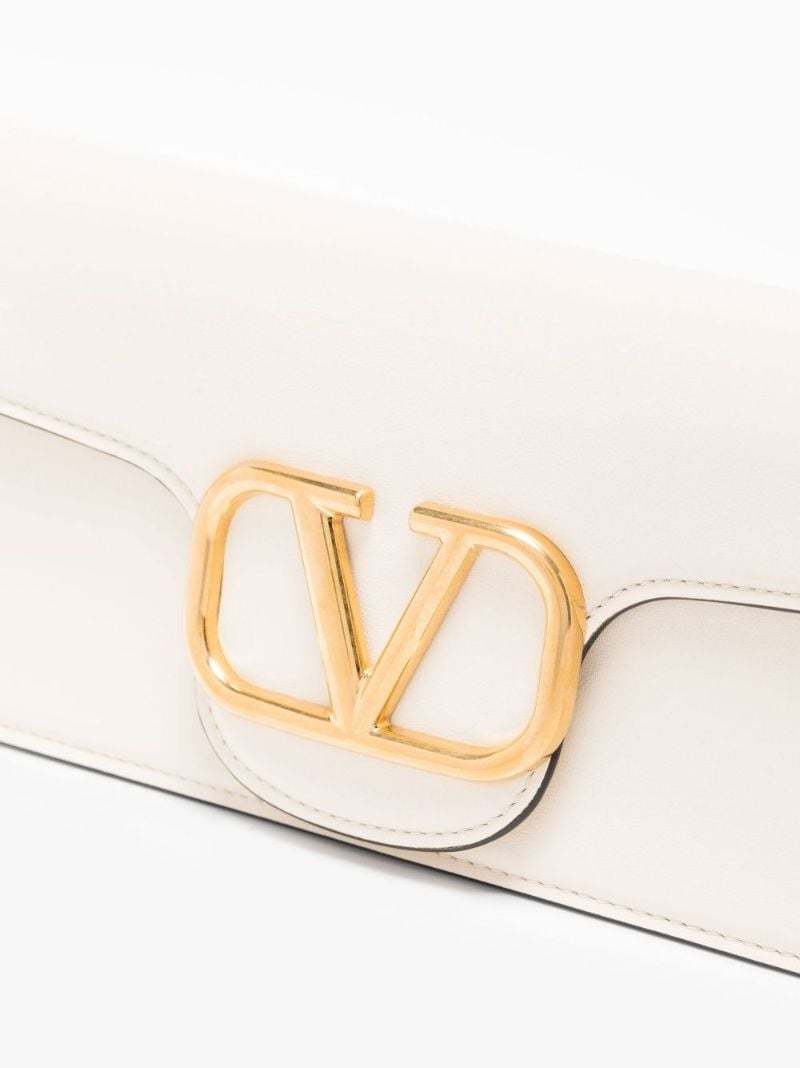 White Vlogo Baguette Leather Shoulder Bag