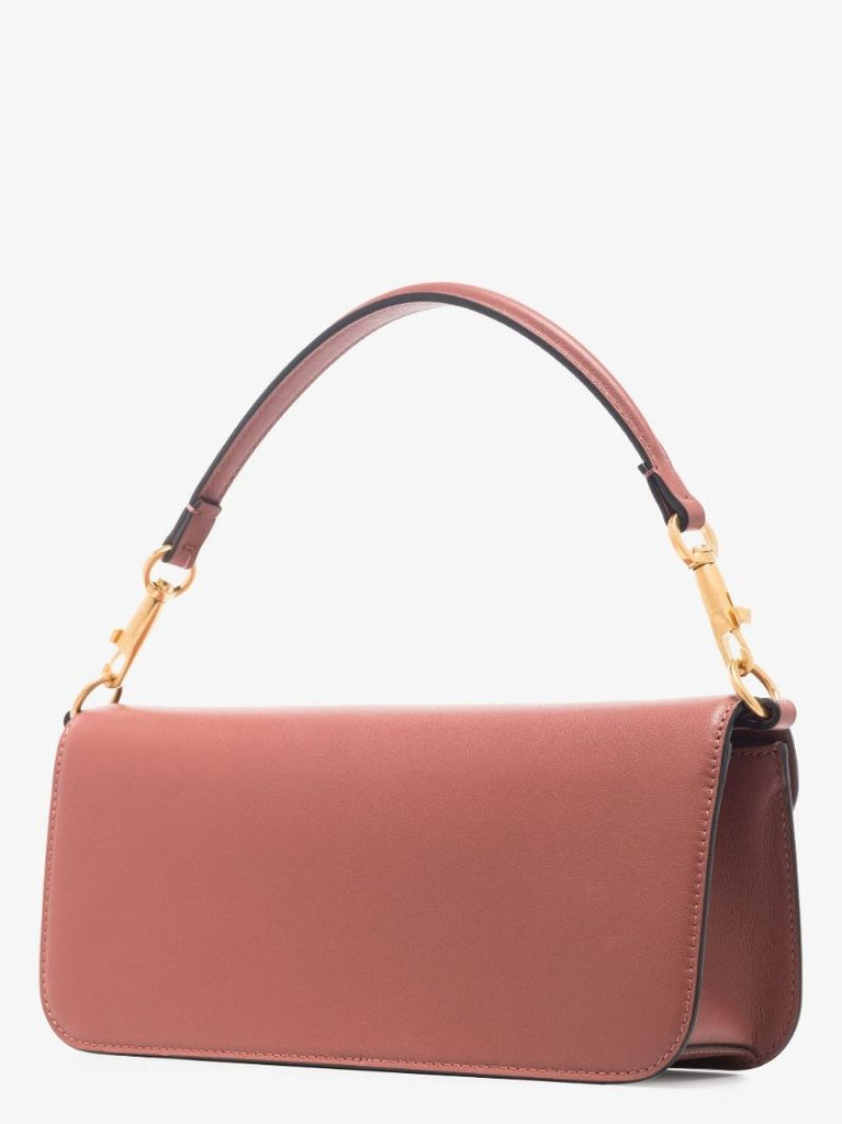 Brown Vlogo Baguette Leather Shoulder Bag
