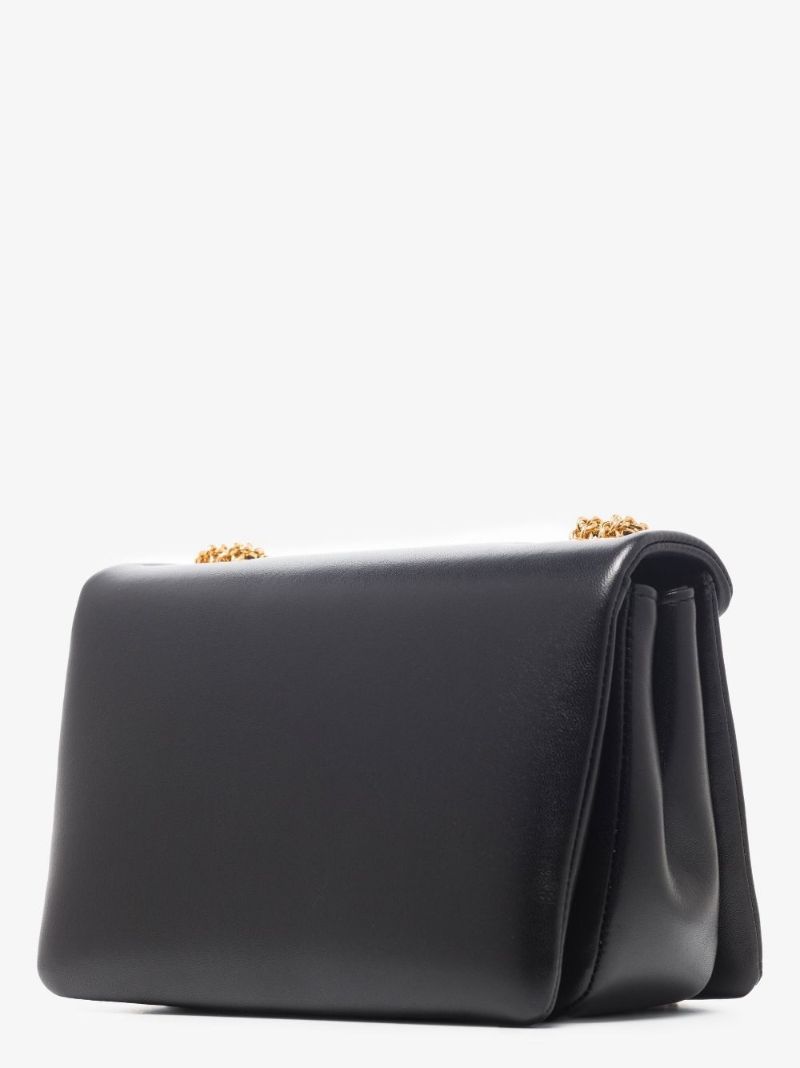 Black One Stud Leather Shoulder Bag