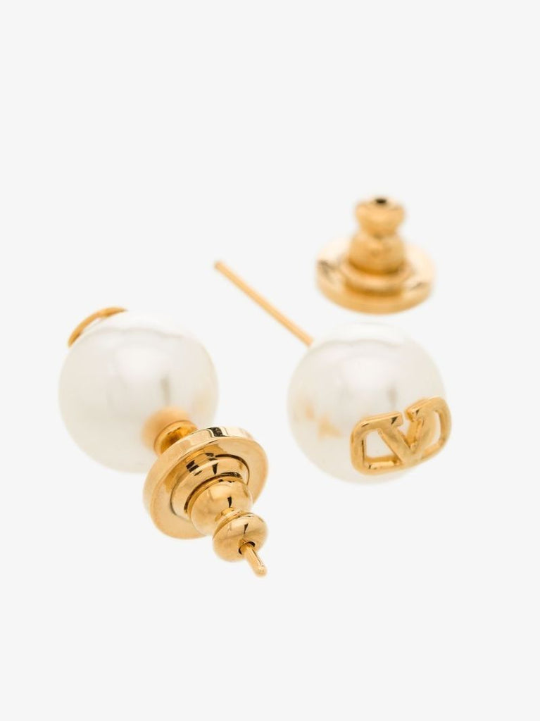 Gold-tone Vlogo Pearl Earrings