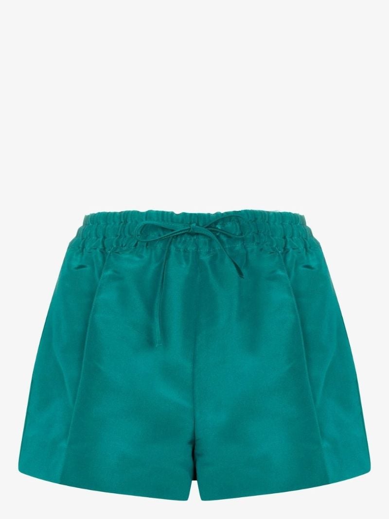 Green Drawstring Silk Shorts