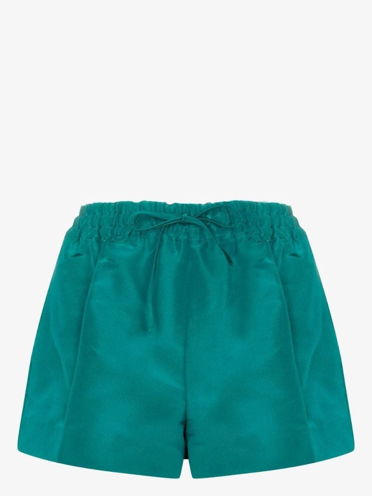 Green Drawstring Silk Shorts