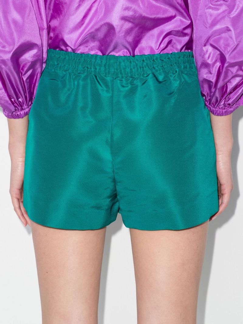 Green Drawstring Silk Shorts