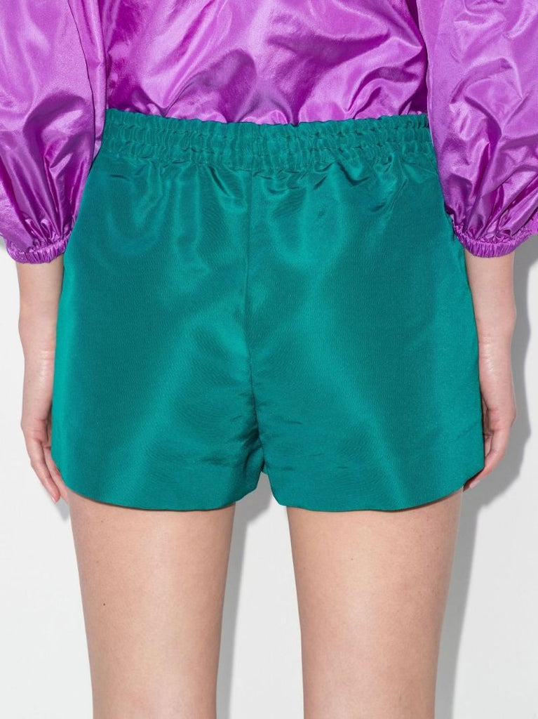 Green Drawstring Silk Shorts