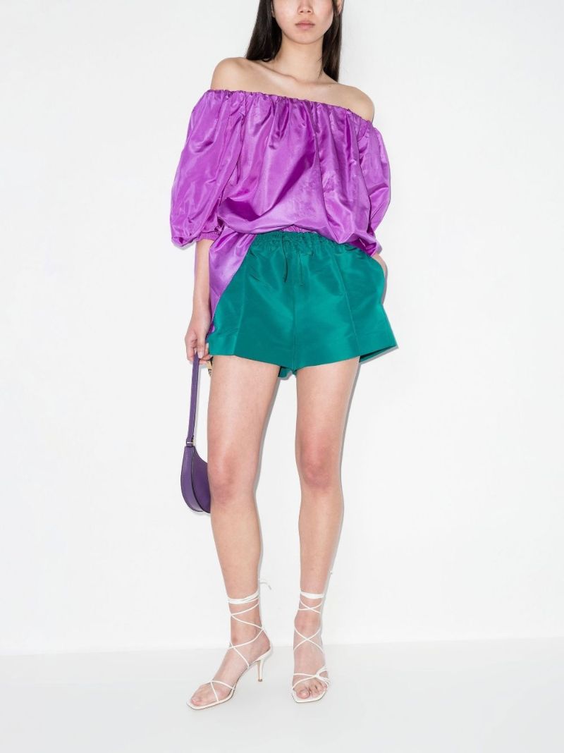 Green Drawstring Silk Shorts