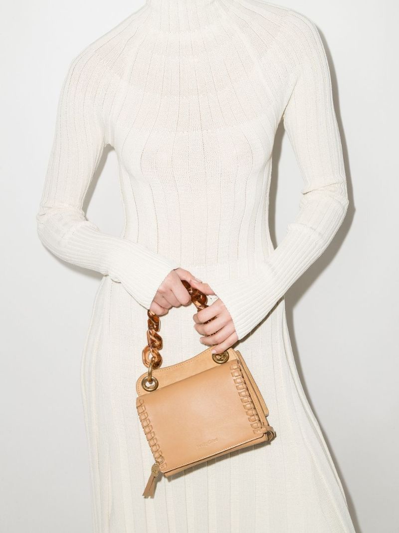 Neutral Tilda Mini Leather Top Handle Bag