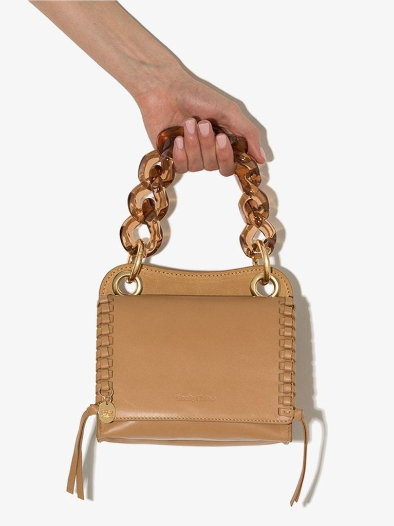 Neutral Tilda Mini Leather Top Handle Bag
