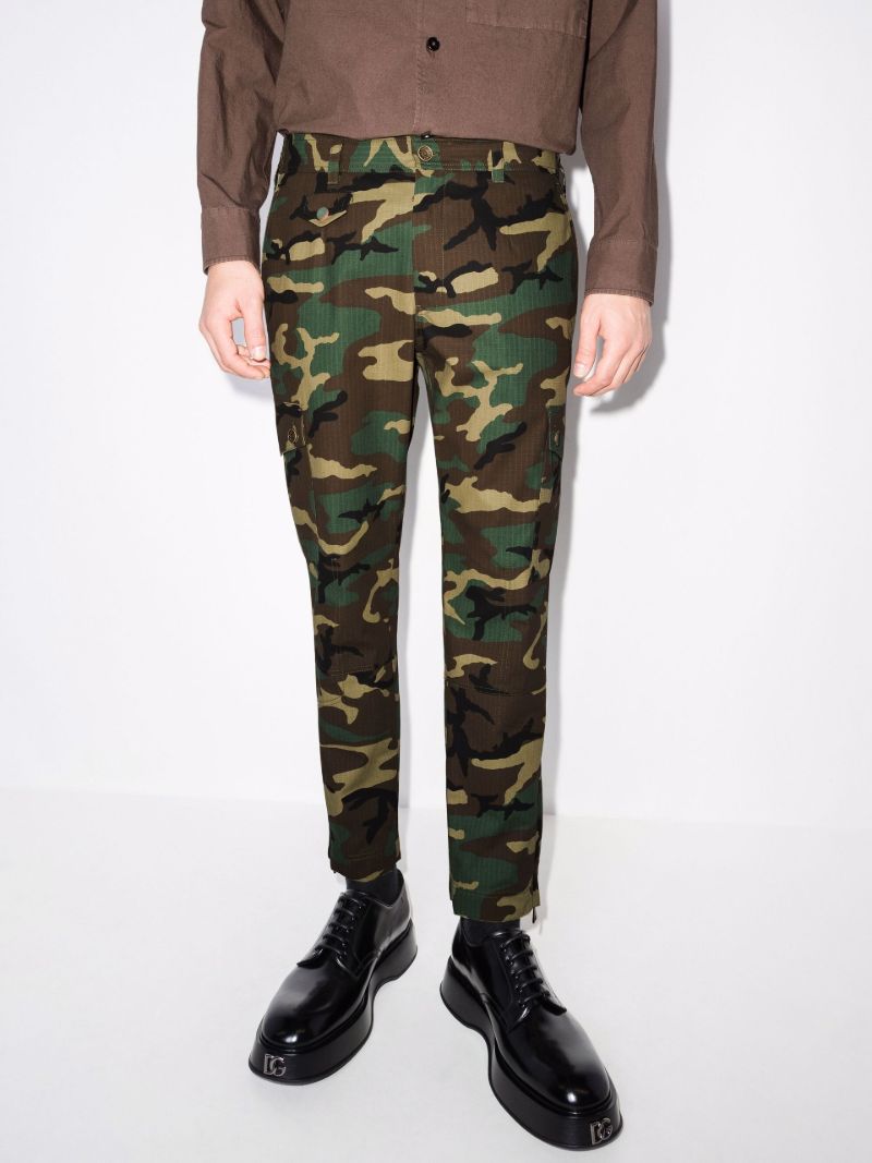 Camouflage Print Cargo Cotton Trousers