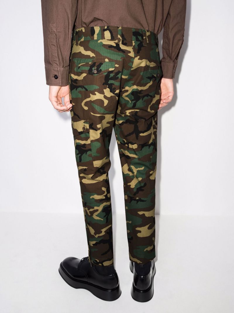 Camouflage Print Cargo Cotton Trousers