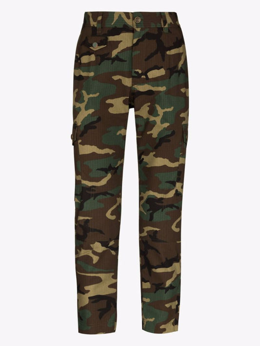 Camouflage Print Cargo Cotton Trousers