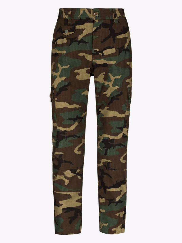 Camouflage Print Cargo Cotton Trousers