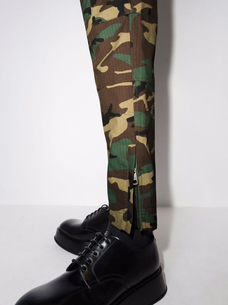 Camouflage Print Cargo Cotton Trousers
