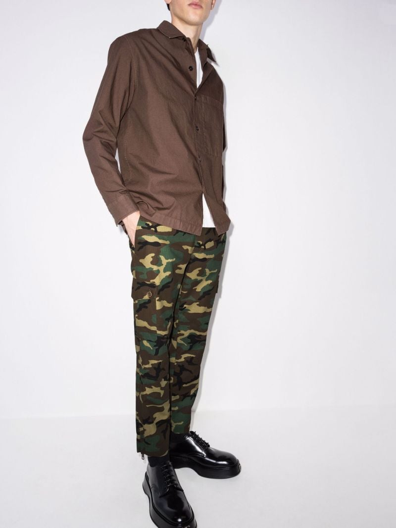Camouflage Print Cargo Cotton Trousers