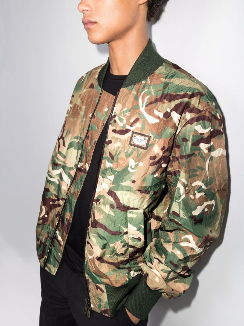 Camouflage Print Bomber Jacket