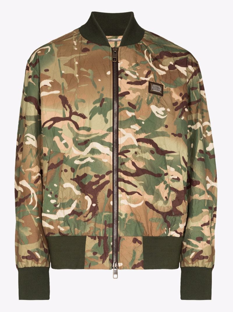 Camouflage Print Bomber Jacket