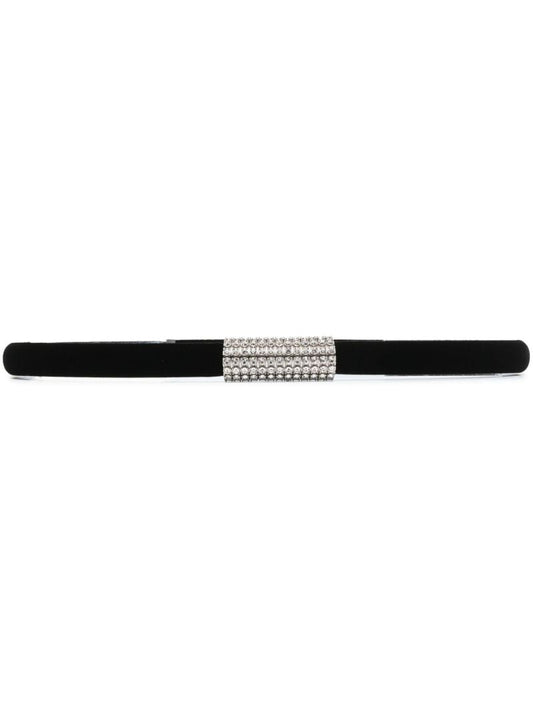 Black Tubular Rhinestone Velvet Belt