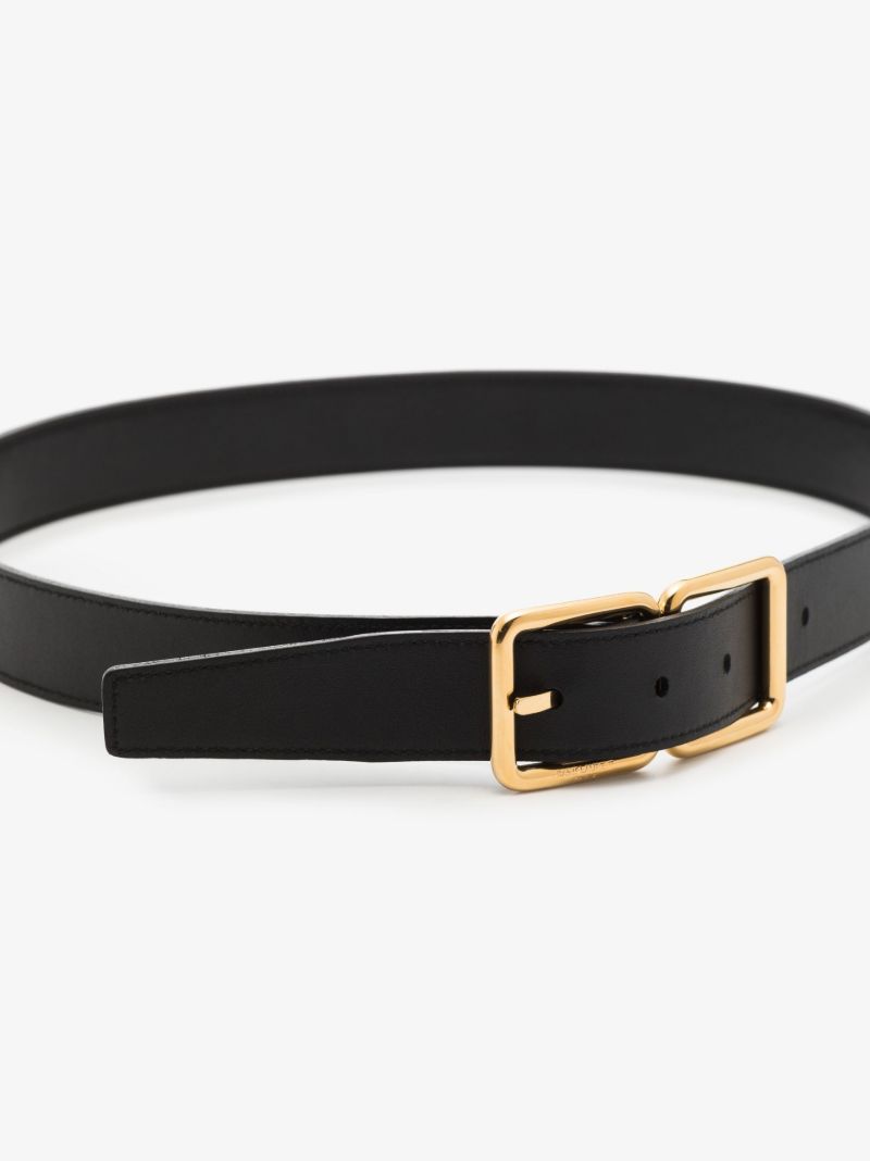 Black Double Buckle Leather Belt