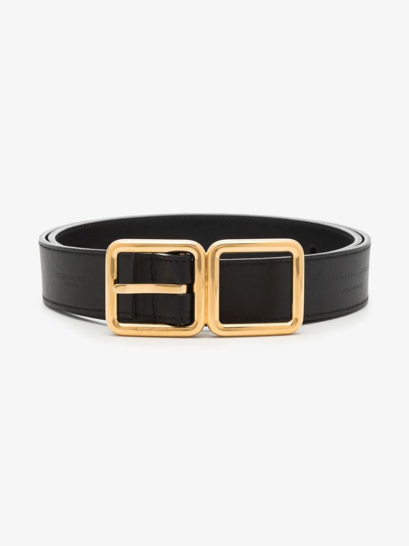 Black Double Buckle Leather Belt