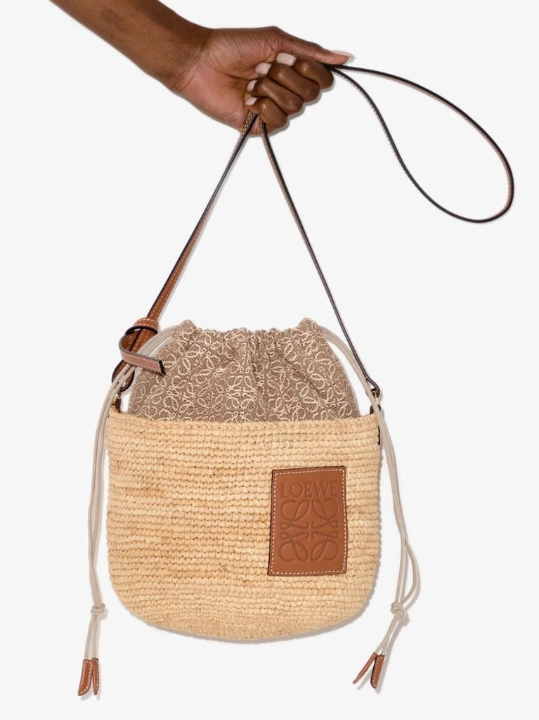 Neutral Anagram Pochette Raffia Cross Body Bag
