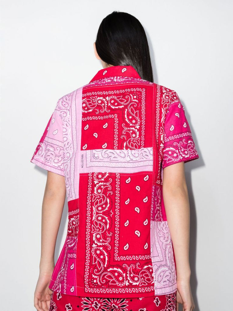 Bandana Print Cotton Bowling Shirt