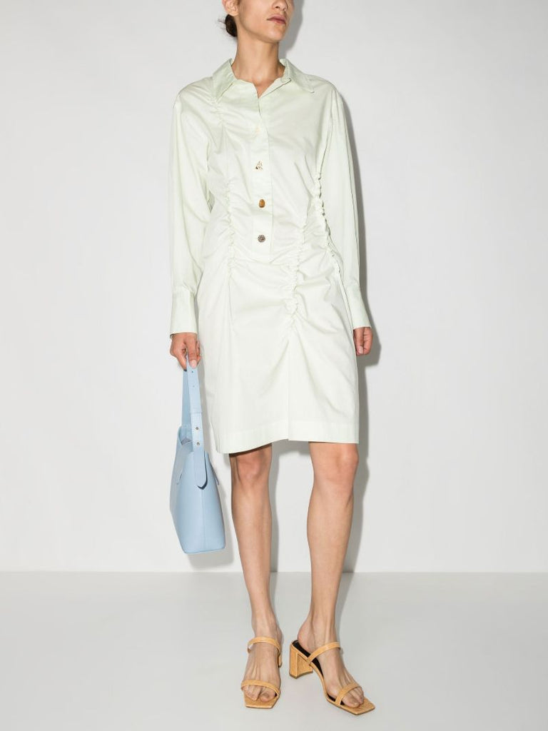 Green Kimora Organic Cotton Ruched Mini Dress