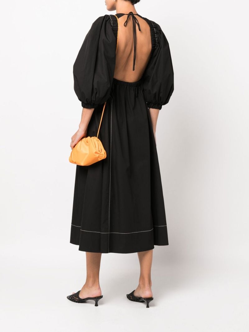 Black Etta Puff Sleeve Open-back Midi Dress