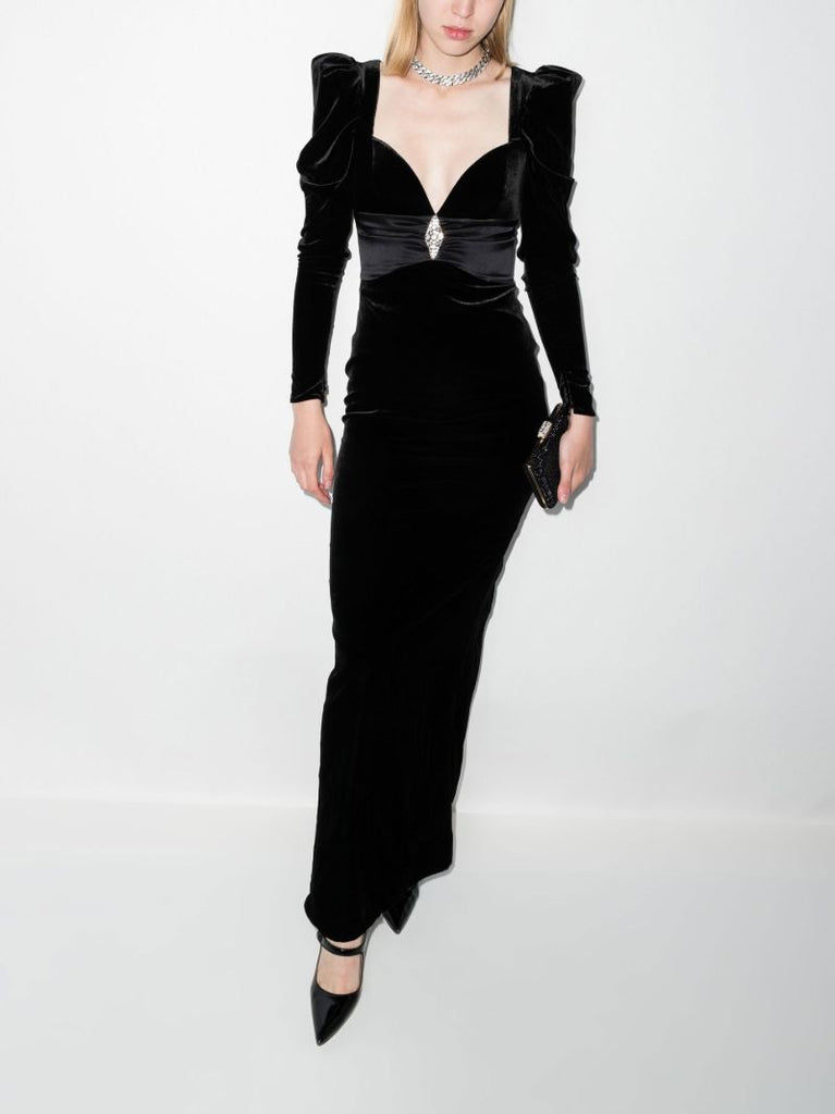 Crystal Embellished Velvet Gown