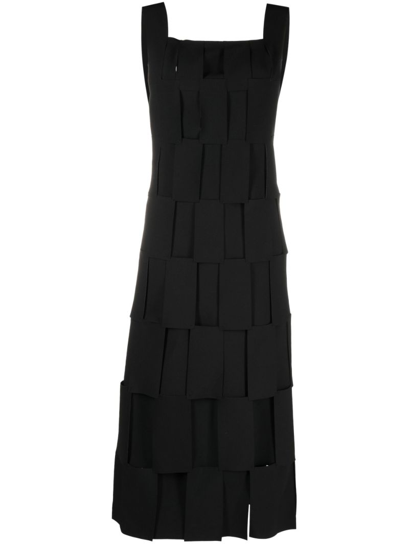 Black Rectangle Double Layered Midi Dress