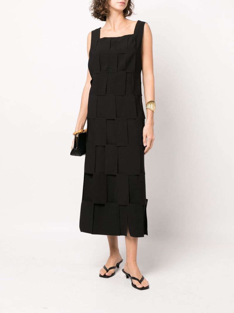 Black Rectangle Double Layered Midi Dress
