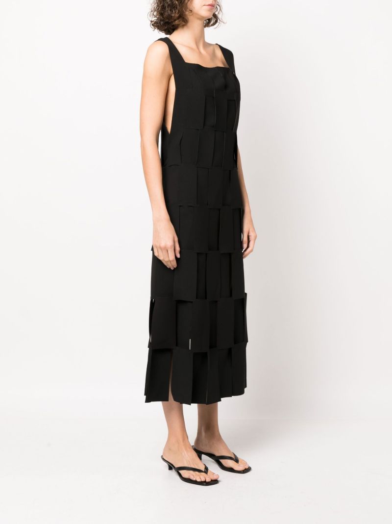 Black Rectangle Double Layered Midi Dress
