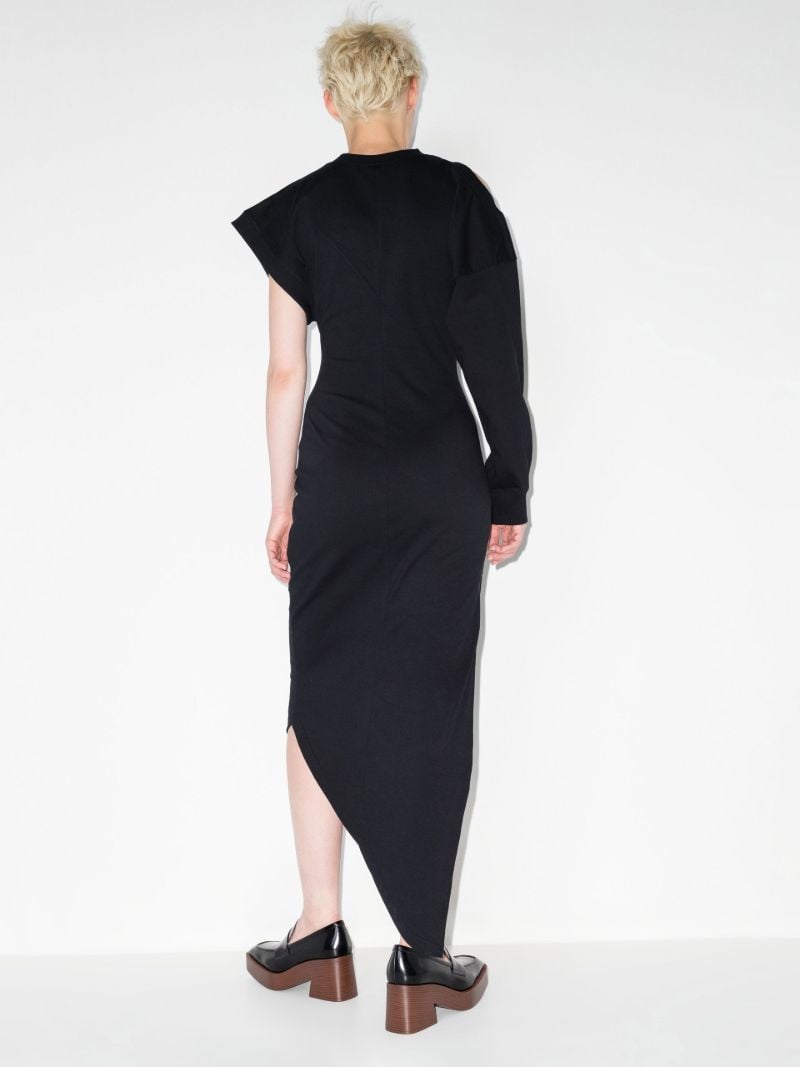 Black Asymmetric Shoulder Cutout Organic Cotton Dress