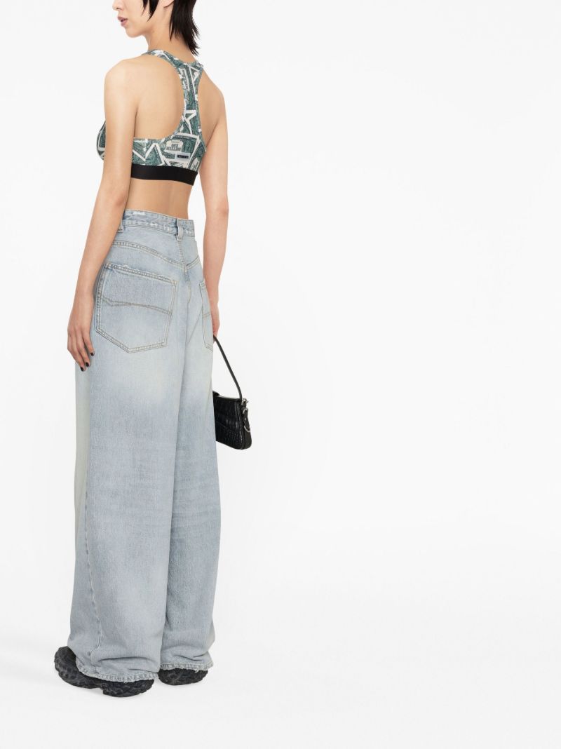 Green Money Print Crop Top
