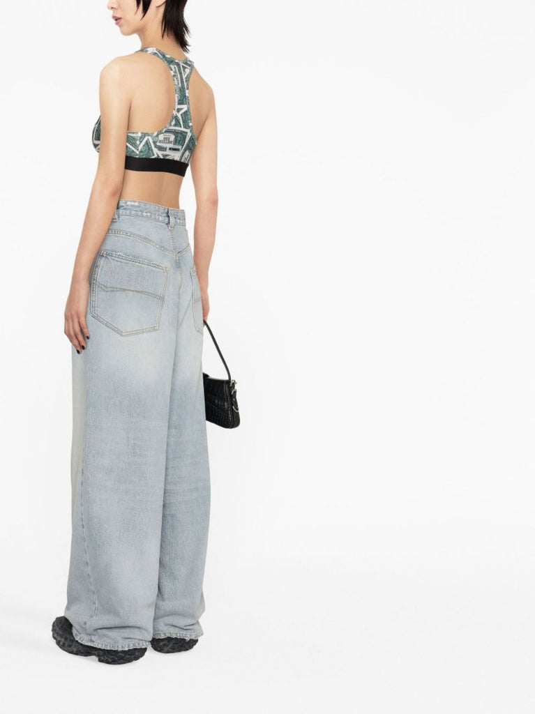 Green Money Print Crop Top
