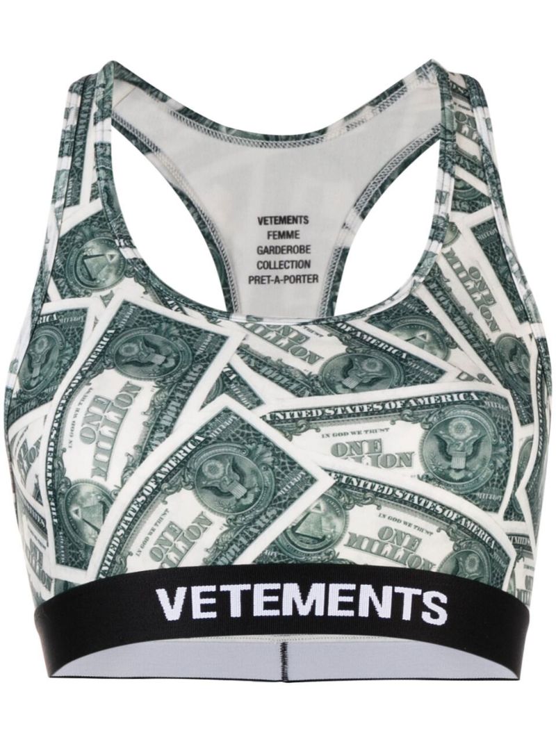 Green Money Print Crop Top