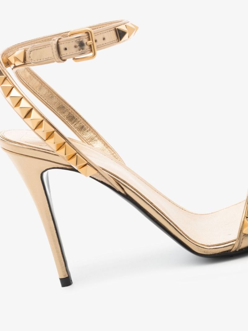 Gold Rockstud 100 Leather Sandals