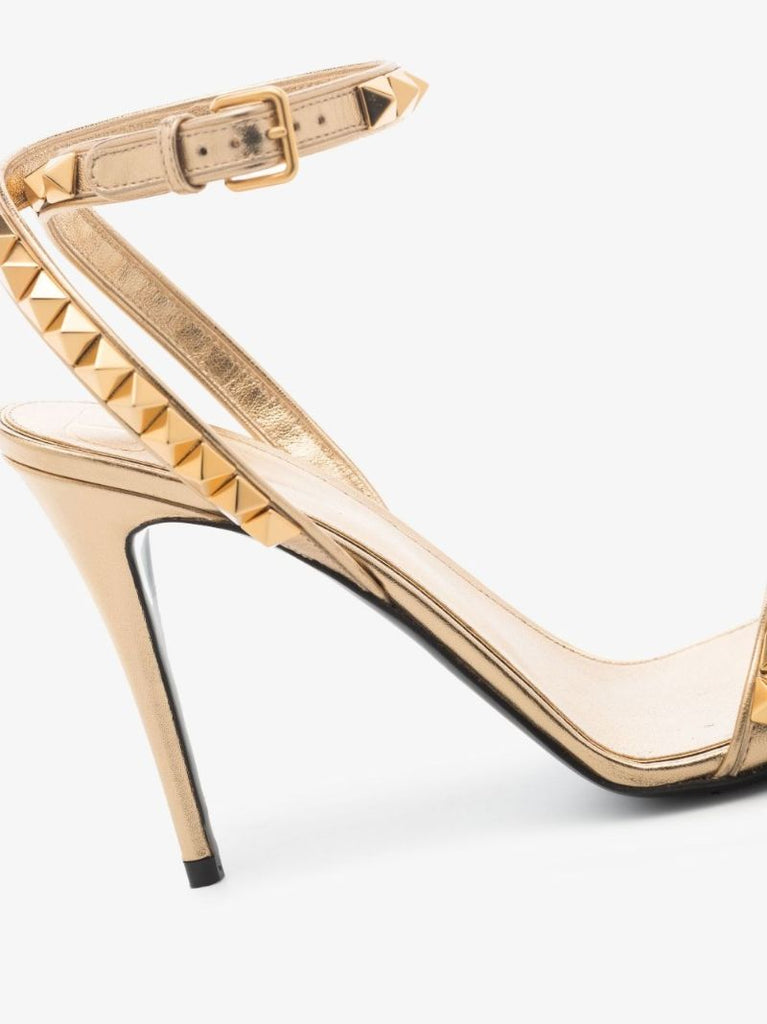 Gold Rockstud 100 Leather Sandals