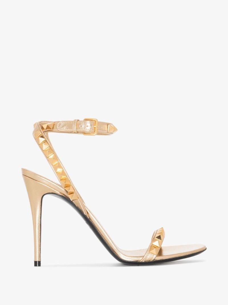 Gold Rockstud 100 Leather Sandals
