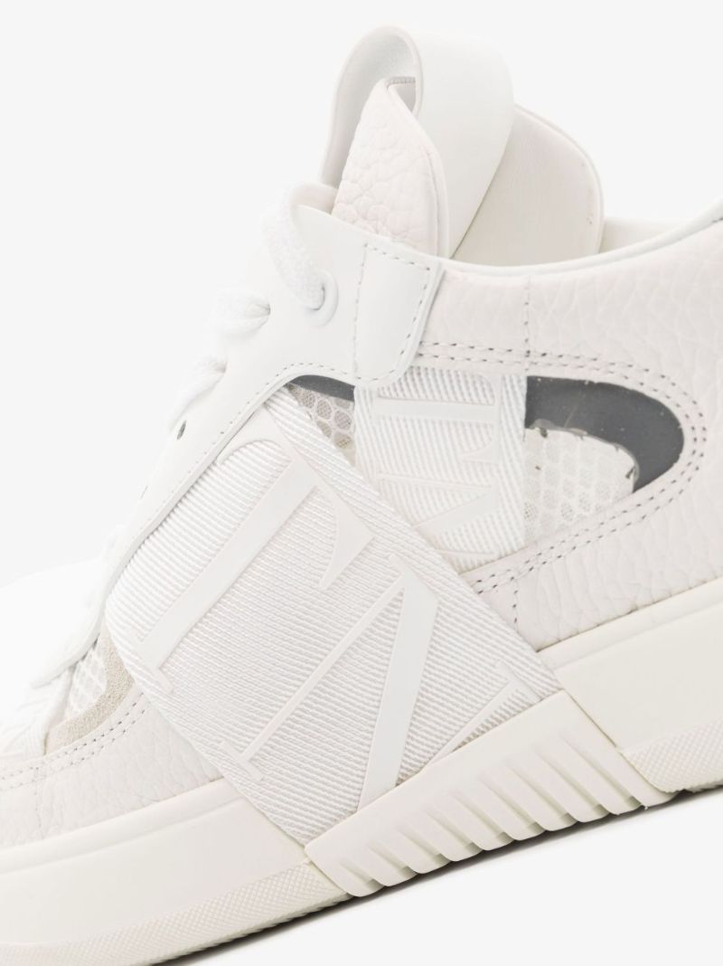 White Vl7n Leather and Mesh Sneakers