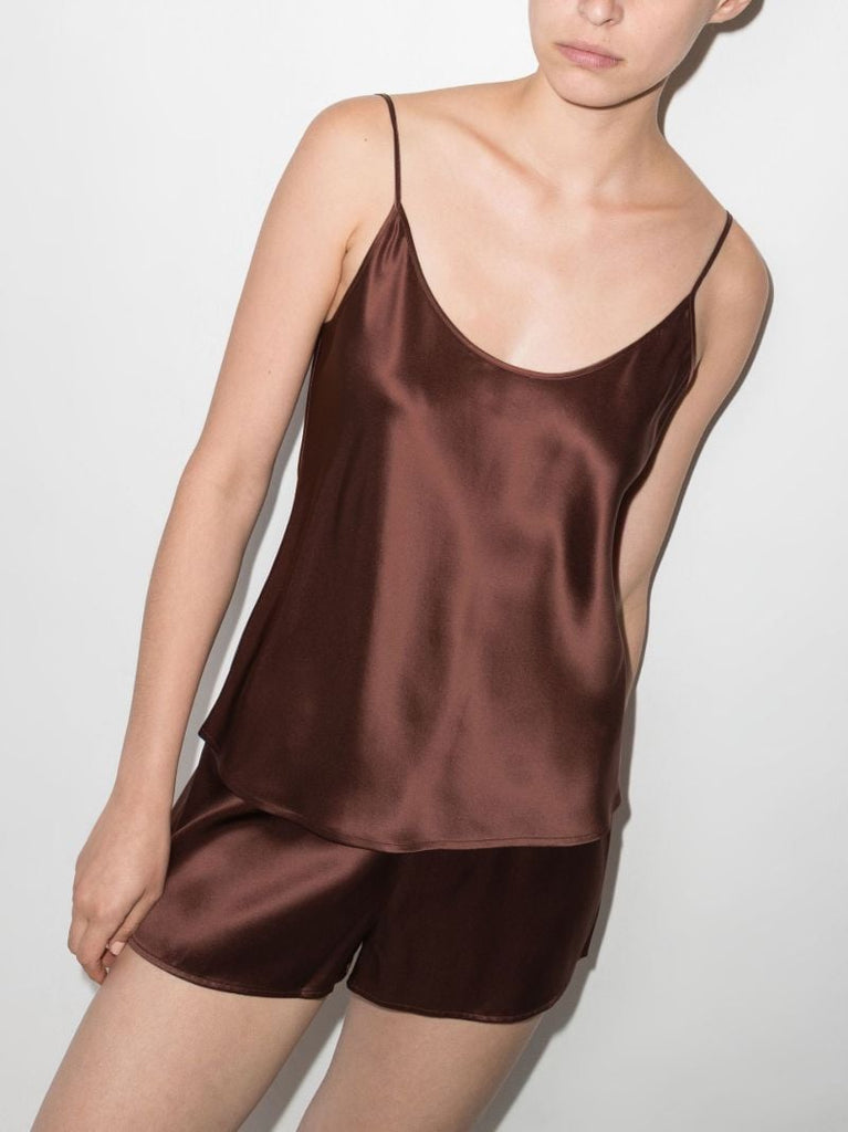 Brown S4 Silk Camisole Top
