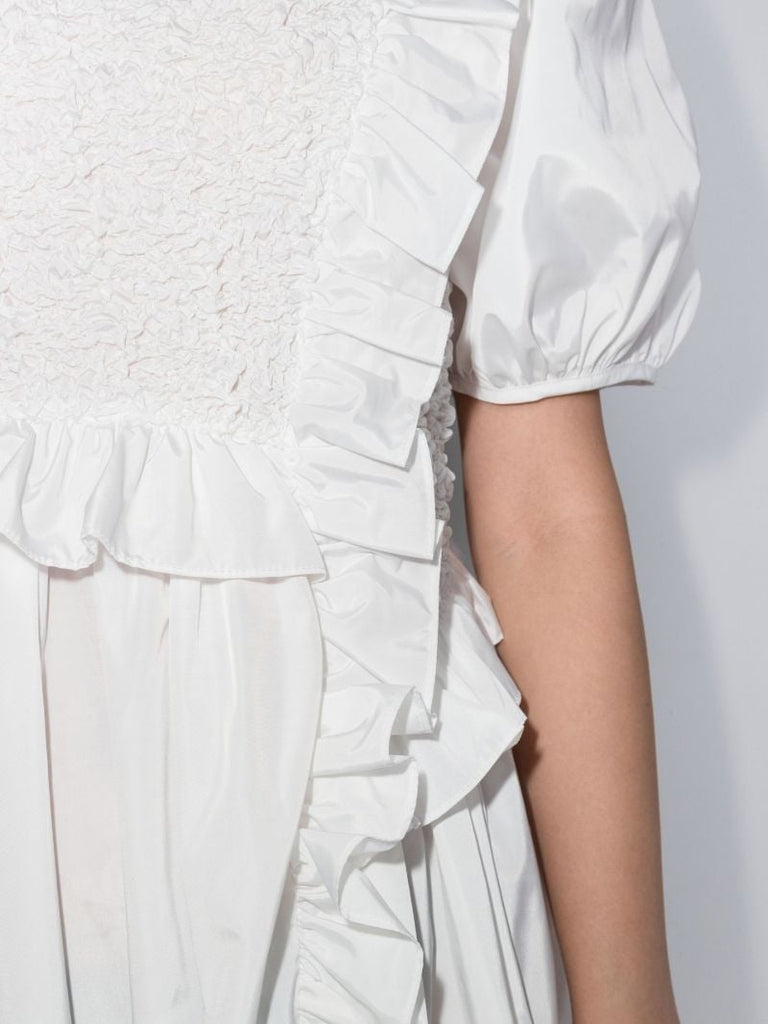 White Chloe Ruffled Midi Dress