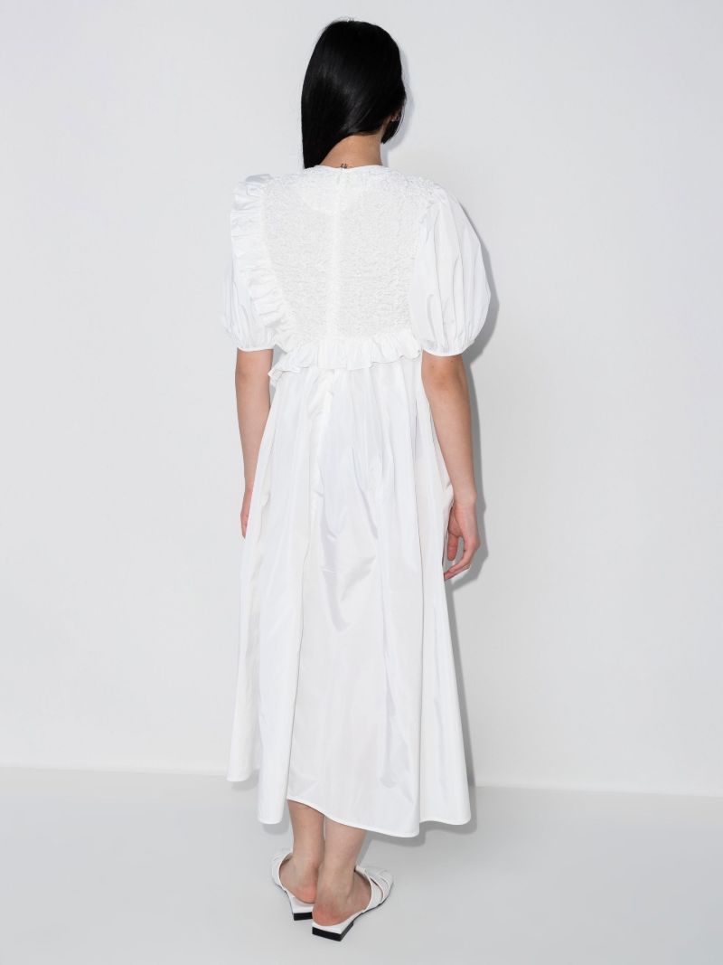 White Chloe Ruffled Midi Dress